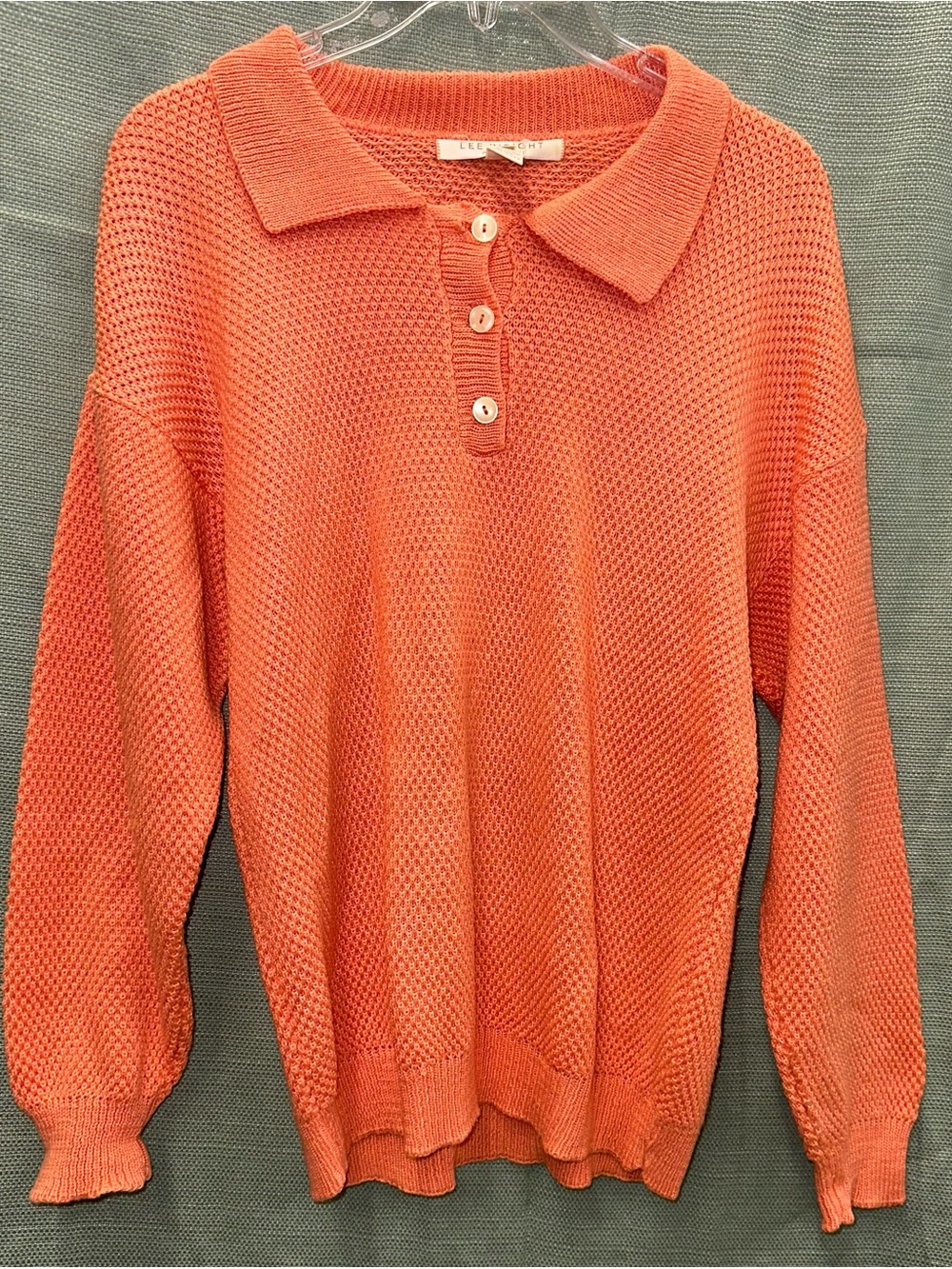 Vintage 1980s Lee Wright Collection Waffle Knit Polo Sweater